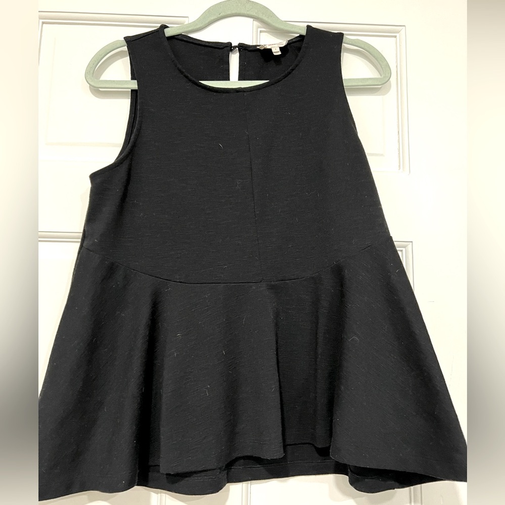 Deletta by Anthropologie Peplum Sleeveless Black Top